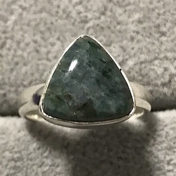 New Sterling Silver Triangle Blue Green Mermaid Kyanite Ring Size 8-8.25 Crystal - Picture 3 of 16